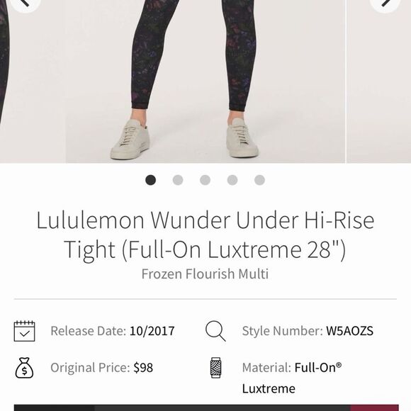 Lululemon Wunder Under Hi Rise Black Floral - Picture 12 of 12